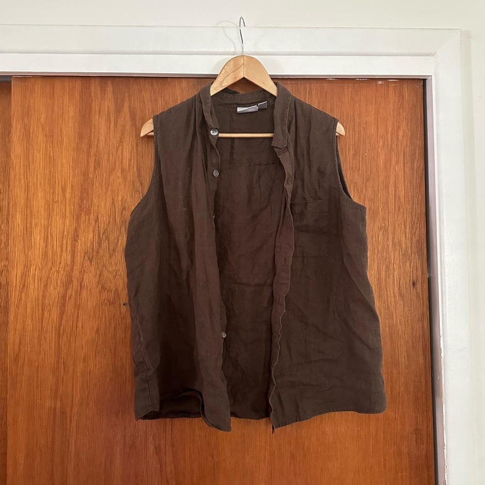 100% linen button up, vintage